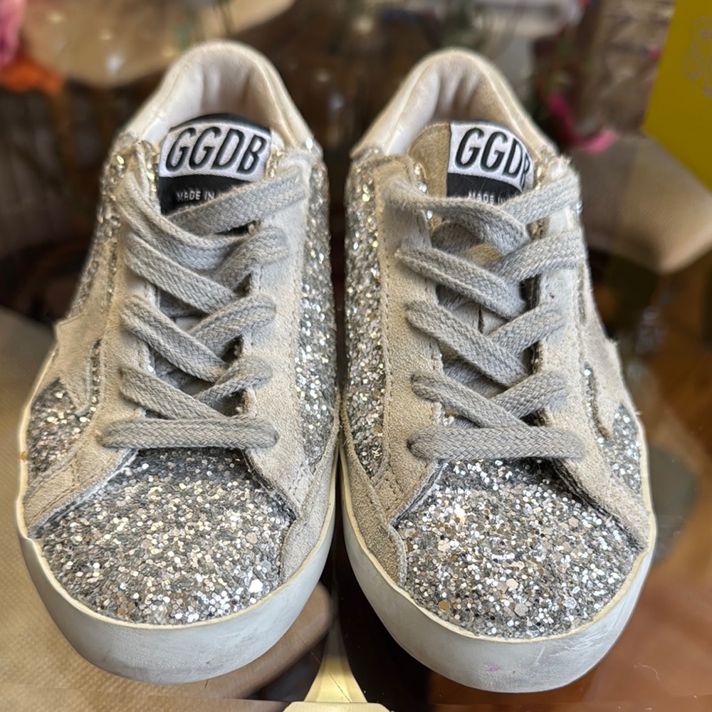 Golden Goose Kids Shoes in Silver and White